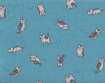 Hedgehog small turquoise Japan fabric cotton fabric cottonlinen 45 cm x 100 cm 17.90 Eurmeter goods