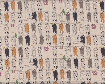 28.00 EUR/Meter oilcloth laminated Japanese cotton fabric 50 cm x 110 cm cat wash nature UQ644a