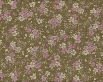 19,90 Eur/Meter Japan fabric traditional cotton Dobby 50 cm x 110 cm Sakura small olive B274c