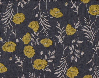 28,90 Eur/Meter Japanese linen fabric 50 cm x 110 cm Poppies