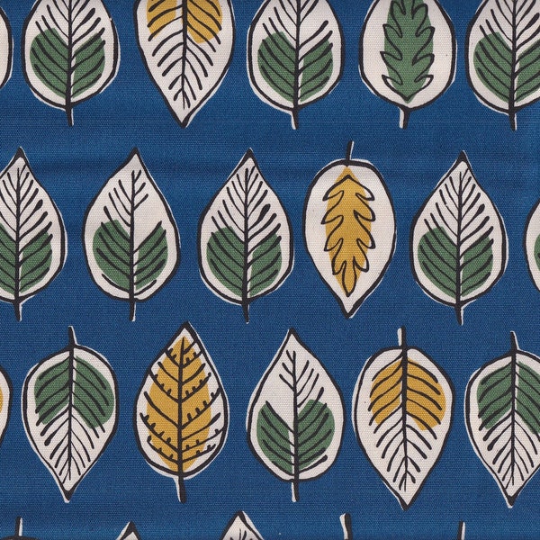 19.00 Eur/meter Japan fabric cotton by the meter Kokka 50 cm x 110 cm leaves blue T395a