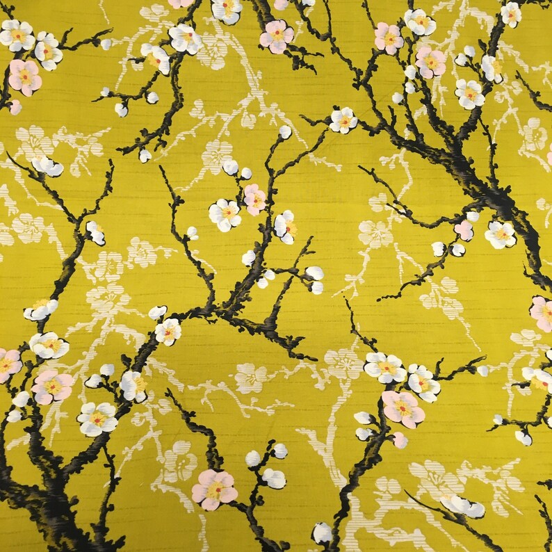 19,90 EUR/mètre Tissu Japon coton Kokka 50 cm x 110 cm branches de fleurs jaune B273d image 2