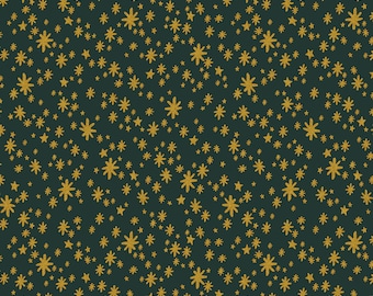 21,90 Eur/mètre Rifle Paper Co. Coton au mètre 50 cm x 110 cm Coton+Acier Coton+Acier Holiday Classics - Nuit étoilée - Evergreen Metallic