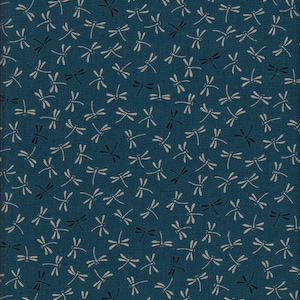 19.90 EUR/meter Japan fabric traditional cotton 50 cm x 110 cm dragonflies small jeans blue D2102g