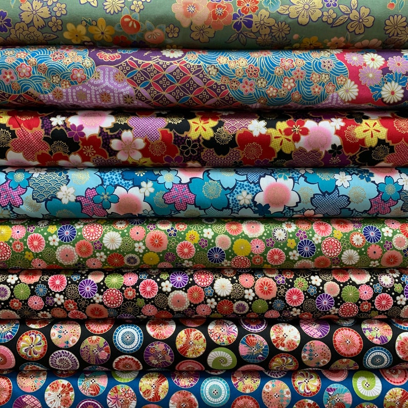 19,90 Eur/Meter traditional Japanese fabrics Cotton by the meter 50 cm x 110 cm Hana wagara red B309c image 3