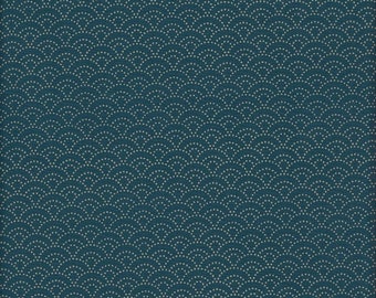 22.90 EUR/meter Japanese fabric, traditional cotton, 50 cm x 110 cm, Seigaiha small, turquoise D1102f