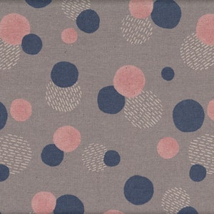 22.90 Eur/Meter Japan Fabric Modern Cotton Linen Canvas Kokka 50 cm x 110 cm Le Bouquet - Dot gray G587b