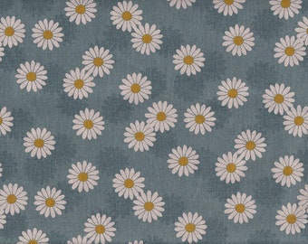 19.90 Eur/meter Japan Fabric Modern Cotton Linen Canvas Cosmo 50 cm x 110 cm Daisy blue