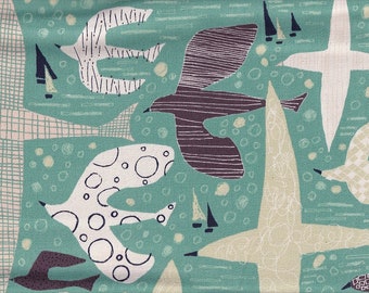29.90 EUR/meter Waxed canvas laminated Japanese cotton fabric 50 cm x 110 cm By the sea seafoam UP152a
