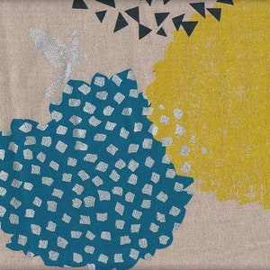 24,00 Eur/meter fabric from Japan Cotton Linen Kokka 50 cm x 110 cm Echino Blossom natural L374a