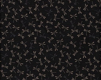 28.00 Eur/m Wachstuch laminierter japanischer Baumwollstoff 50cm x 110cm Libellen klein schwarz UD2102h