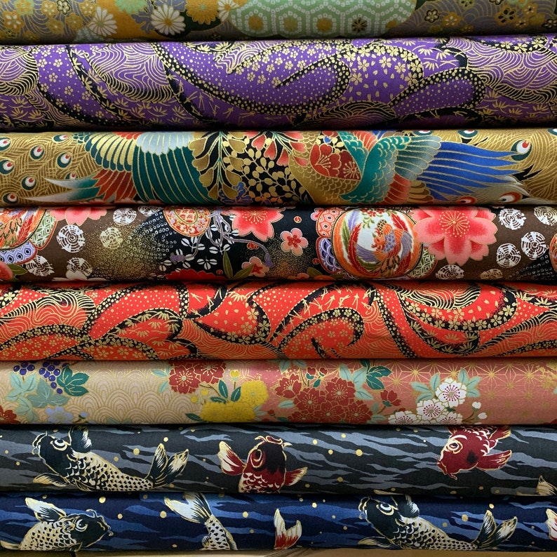 19,90 Eur/Meter traditional Japanese fabrics Cotton by the meter 50 cm x 110 cm Hana wagara red B309c image 2
