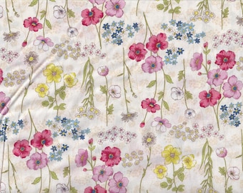 28.00 Eur/meter wax cloth coated cotton from Japan by the metre 50 cm x 110 cm flower meadow natural UT578a