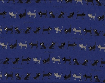 22,90 €/metro Tela japonesa algodón 50 cm x 110 cm gato Filou azul Q570c