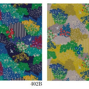 25,90 Eur/Meter Kokka Echino Fabric from Japan Cotton Linen Canvas Kokka 50 cm x 110 cm Echino Garden blue L412b image 3