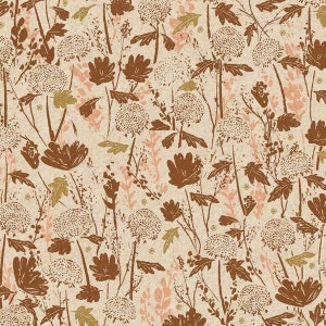 27,90 Eur/metro Telas japonesas lino de algodón vendido por metro 50 cm x 110 cm Algodón+Steel Summer Folk - Wander Field - Clay Unbleached Canvas N178a
