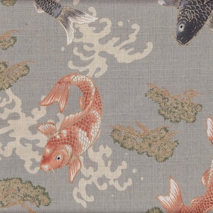 22.90 Eur/meter traditional Japanese fabrics cotton Dobby Kokka 50 cm x 110 cm Koi & Matsu grey C3535b