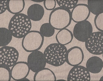 19,90 Eur/m Stoff aus Japan Baumwolle Leinen 50cm x 110cm Big dots gray G456c