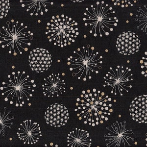 19.90 Eur/Meter Japan Fabric Modern Cotton Linen Canvas Fireworks 50 cm x 110 cm Hanabi black G553e