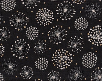 19.90 Eur/Meter Japan Fabric Modern Cotton Linen Canvas Fireworks 50 cm x 110 cm Hanabi black G553e