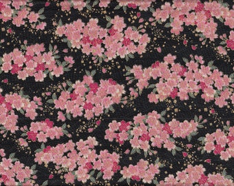 19,90 Eur/m Stoff aus Japan traditionell Baumwolle Dobby 50cm x 110cm Sakura klein schwarz B269e