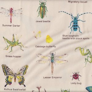 29.90 EUR/meter Waxed canvas from Japan, laminated cotton fabric, 50 cm x 110 cm, Waxed canvas Insect Encyclopedia natural UR1319a