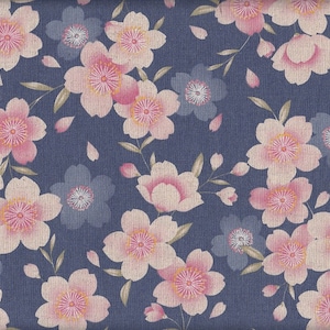22.90 Eur/meter Japan Fabric Modern Cotton Linen Canvas Cosmo 50 cm x 110 cm Vintage Sakura ash blue T7012c