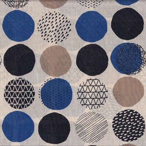 22.90 Eur/Meter Japan Fabric Modern Cotton Linen 50 cm x 110 cm Dots blue G548c