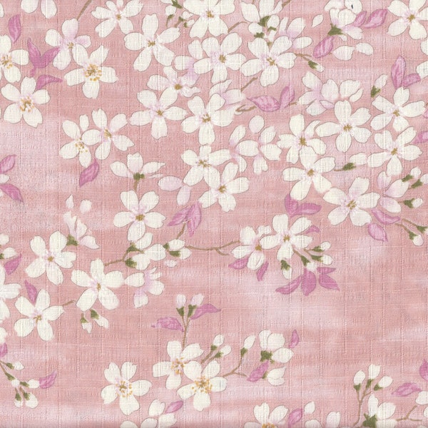 20,90 Eur/m Stoff aus Japan traditionell Baumwolle Dobby Kirschblüten 50cm x 110cm Sakura rosa