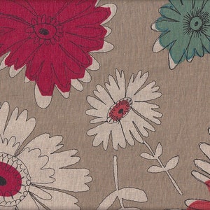 21.90 Eur/meter fabric from Japan cotton linen sold by the meter 50 cm x 110 cm flowers brown T105a