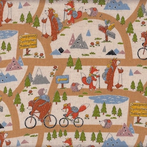 28,00 Eur/mètre toile cirée laminée tissu en coton japonais 50 cm x 110 cm Carte du camp forestier UR1210a