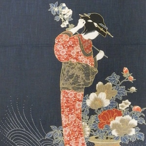 Japanese Noren Panel Japanese Fabric Cotton 48 cm x 110 cm Panel Geisha VP05-112