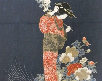 japanisches Noren Panel Japanstoff Baumwolle 48cm x 110cm Panel Geisha VP09