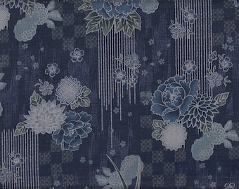 19,90 Eur/m Japan Stoff traditionell Baumwolle Dobby 50cm x 110cm Hanashippou blau B253a