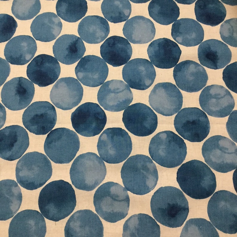 21.90 Eur/meter Japan fabric Kokka modern cotton linen 50 cm x 110 cm dots large blue G4002c image 3