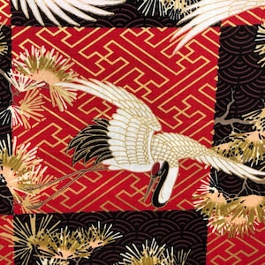 22.90 Eur/meter traditional Japanese fabrics cotton dobby 50 cm x 110 cm Ichimatsu ni Matsuzuru C3052b