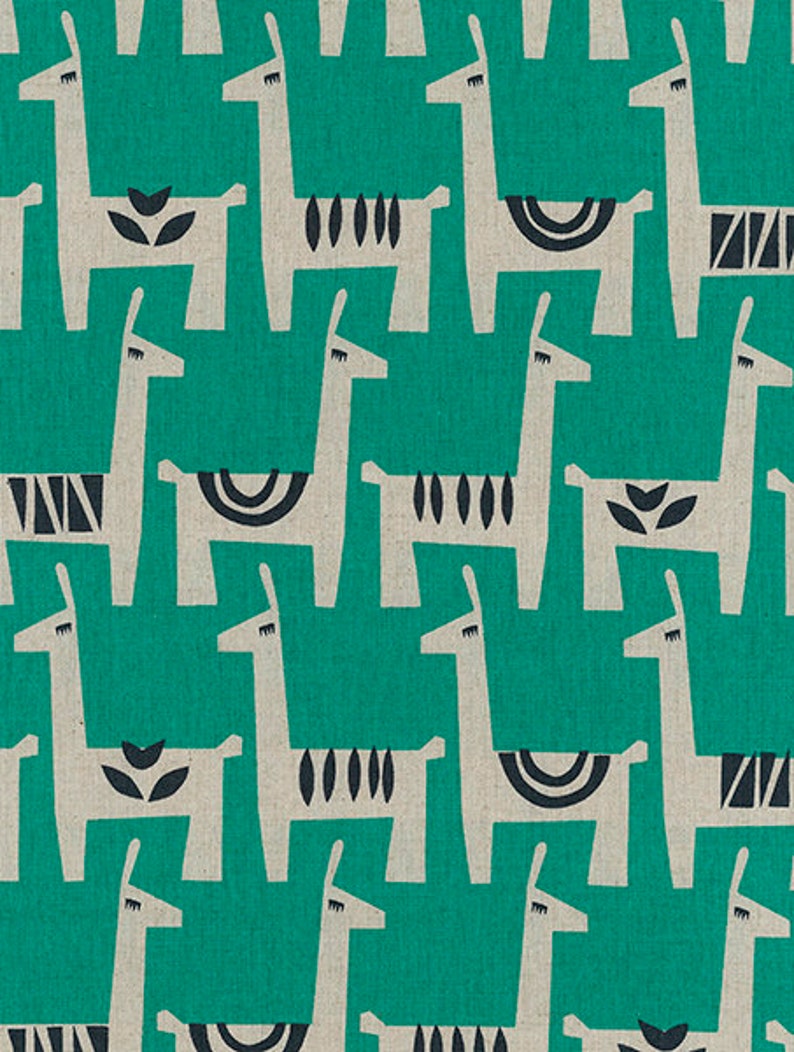 22.90 Eurmeter Japan fabric cotton linen canvas kokka 50 cm x 110 cm Ellen Baker Stencil Alpaca mint L906a