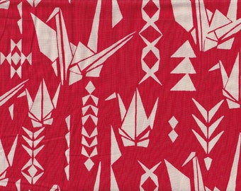 19.90 Eur/meter traditional Japanese fabrics cotton origami crane 50 cm x 110 cm papercrane red C3000c