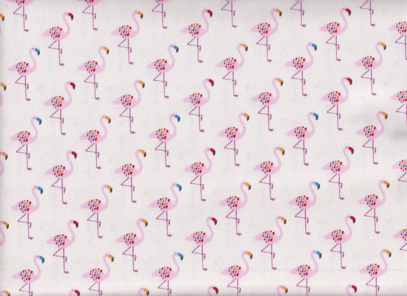 17,90 Eur/Meter Japanese fabrics Cotton by the meter Oxford 50 cm x 110 cm Flamingo white R1286a image 1