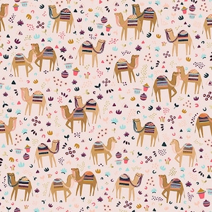 21.90 Eur/Meter Japan Fabric Cotton By the Metre 50cm x 110cm Cotton+Steel Camel Excursion - Blush Metallic N096a