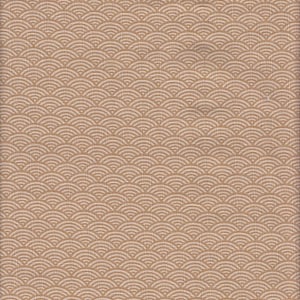 Może przedstawiać: Brązowy materiał z powtarzającym się wzorem białych półkoli. Materiał ma fakturowany, tkany wygląd.