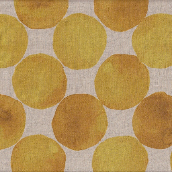 29.00 Eur/meter oilcloth laminated Japanese cotton fabric 50 cm x 110 cm dots large yellow UG4002e