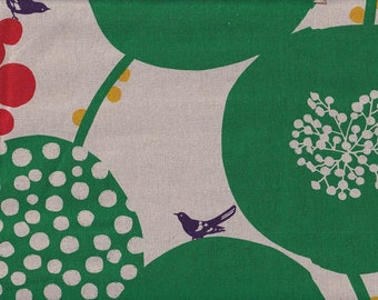 25.90 Eur/meter fabric from Japan cotton linen Kokka 50 cm x 110 cm Echino Big berry green L357c