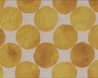 21.90 Eur/mètre Tissu Japon Kokka coton lin moderne 50 cm x 110 cm pois gros jaune G4002e