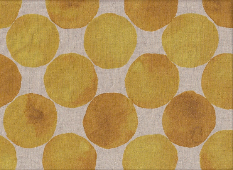 21.90 Eur/meter Japan fabric Kokka Modern cotton linen 50 cm x 110 cm dots large yellow G4002e image 1