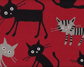 18,90 Eur/Meter Japan Fabric Cotton 50 cm x 110 cm Cat Mäx red Q598b