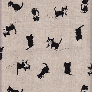 28.00 Eur/Meter wax cloth coated cotton linen canvas Japan 50 cm x 110 cm watchcloth cats natural UQ674a