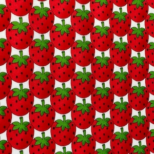 29.90 Eur/Meter Oilcloth laminated Japanese cotton fabric 50 cm x 110 cm Strawberry Party natural UO540a