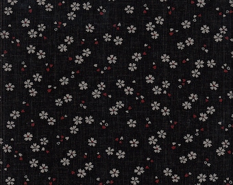 19,90 Eur/m  Japan Stoff traditionell Baumwolle 50cm x 110cm Kirschblüte klein schwarz D3107g