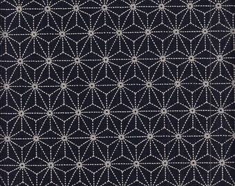 22.90 Eur/meter fabric from Japan traditional cotton dobby 50 cm x 110 cm Sashiko Asanoha dark blue E2501a